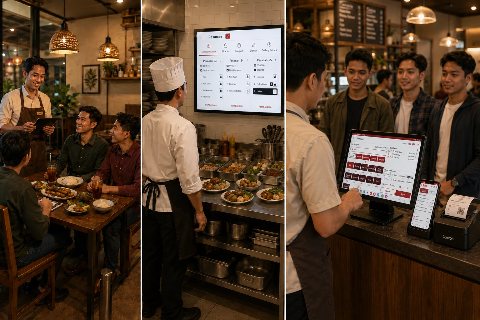 GoePOS untuk kasir, order meja, dapur, dan operasional kuliner
